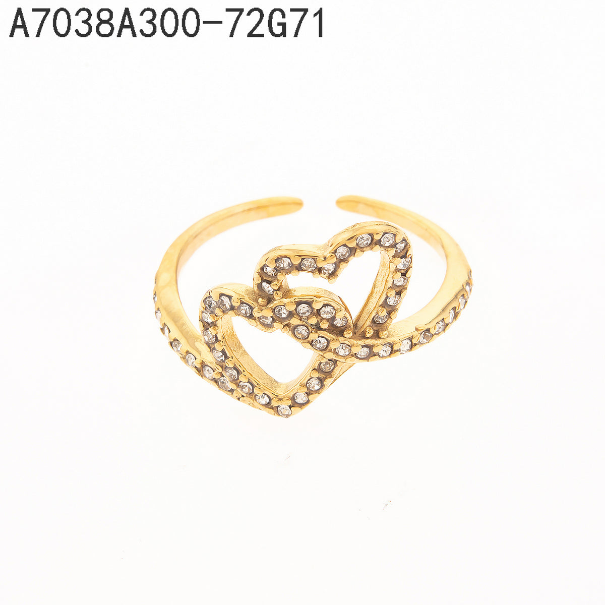 Anillo Zirconia blanca Dorado Corazón