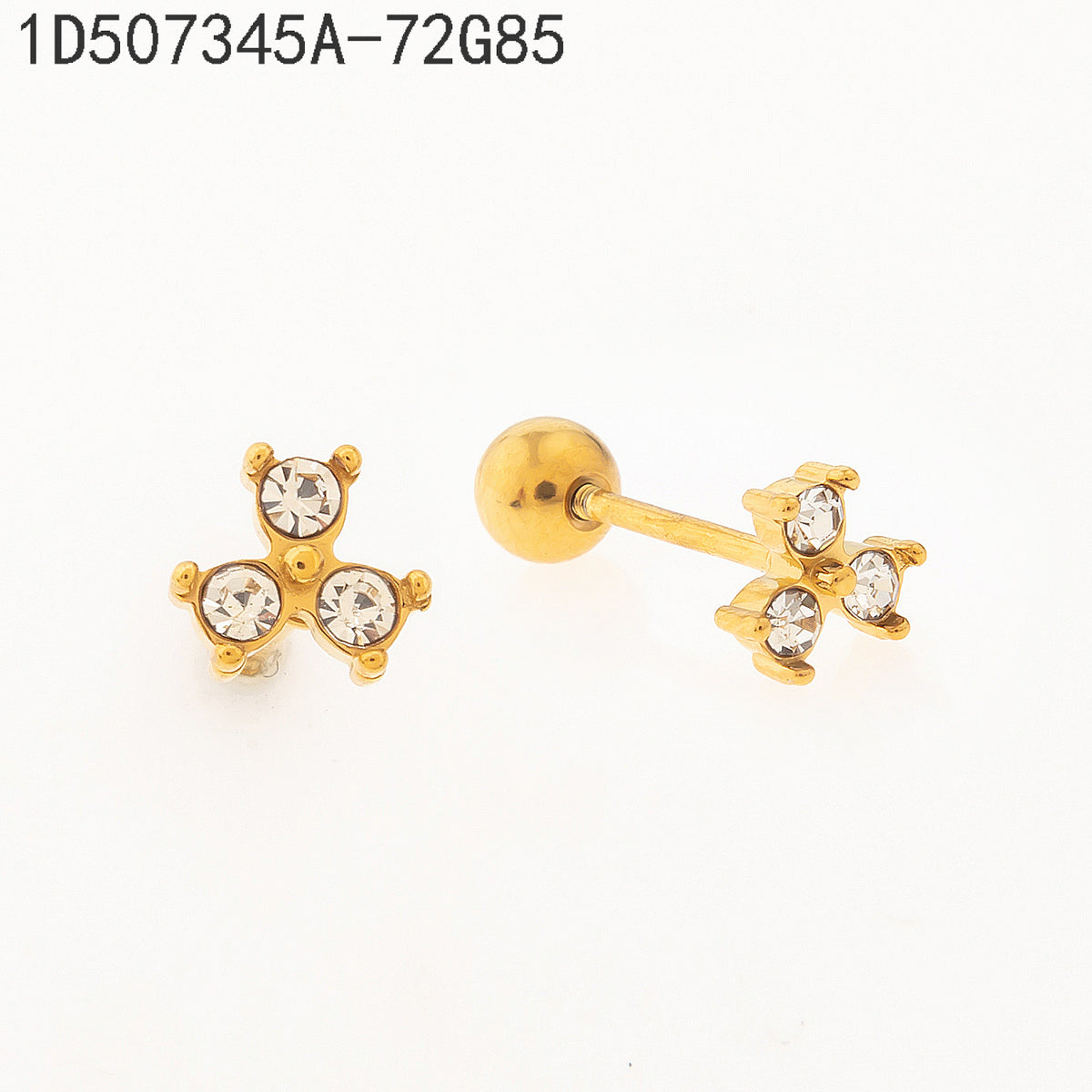 Pendientes Zirconia blanca Dorado Trébol de varias hojas