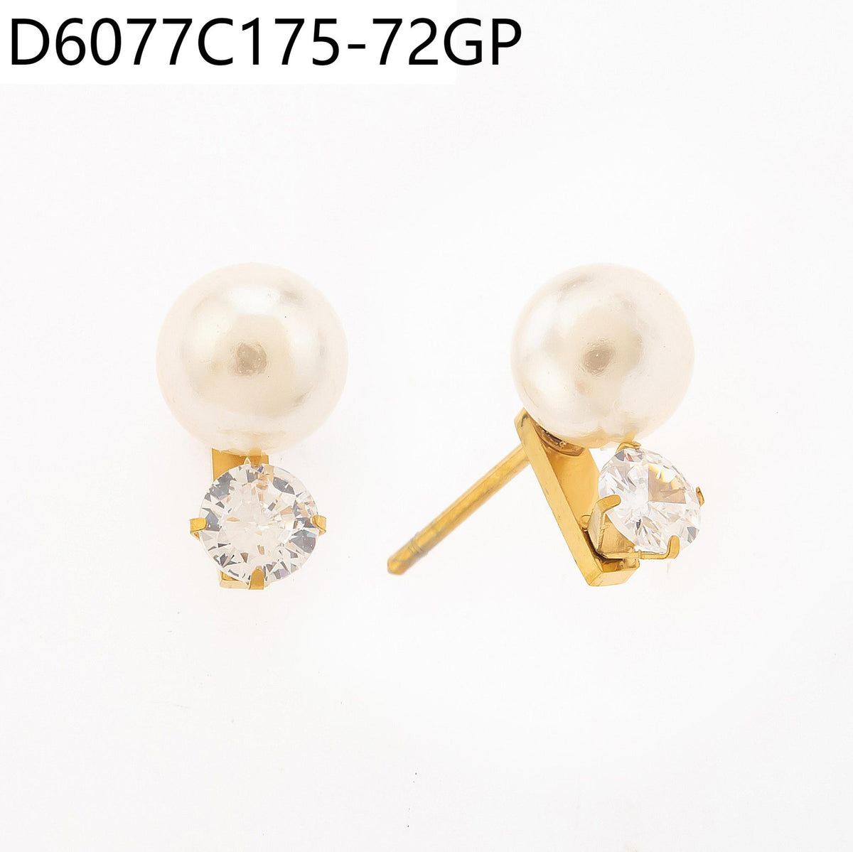 Pendientes Zirconia blanca Dorado con Perla