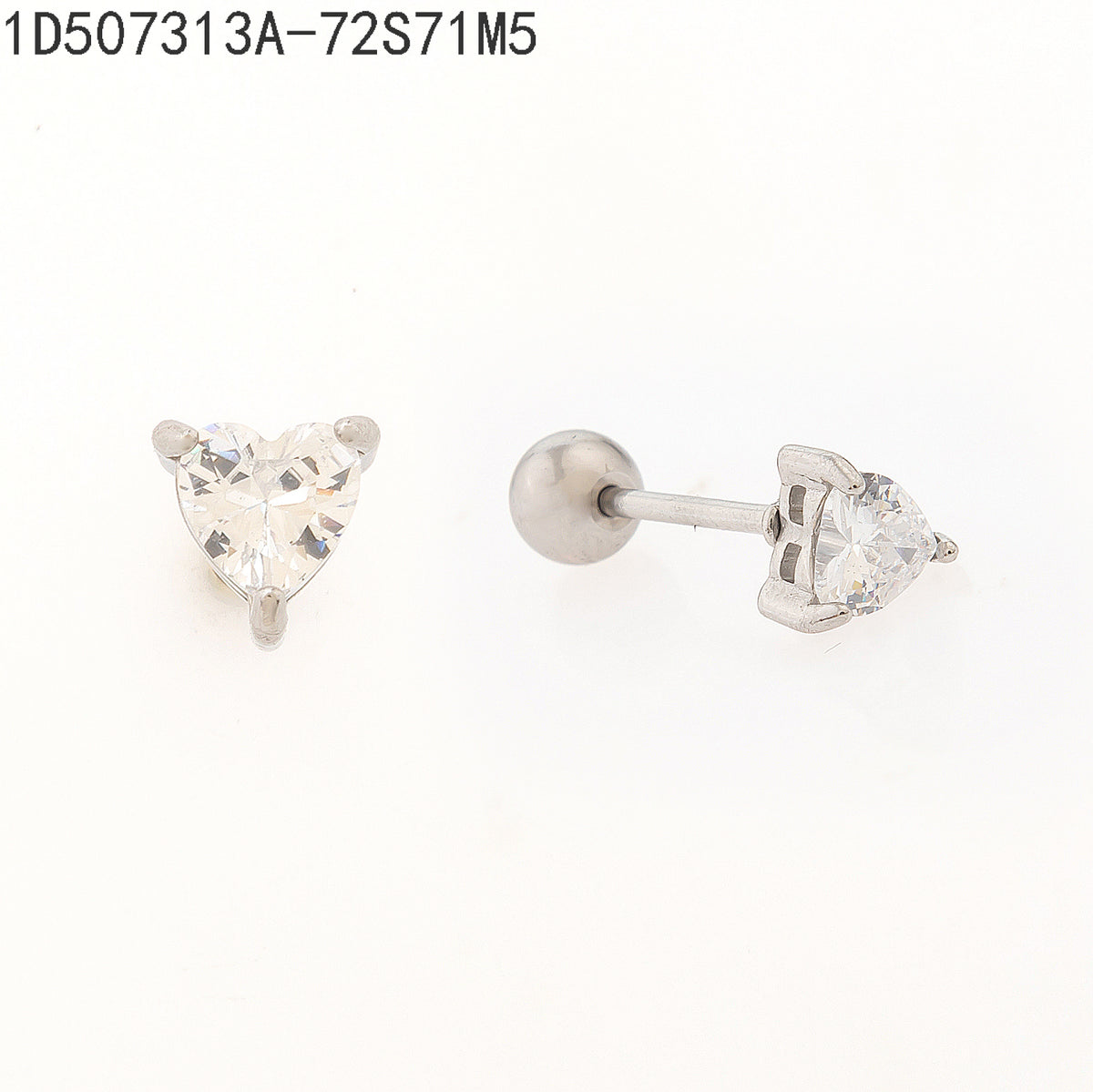 Pendientes Zirconia blanca Plateado Corazón 5 Milimetros