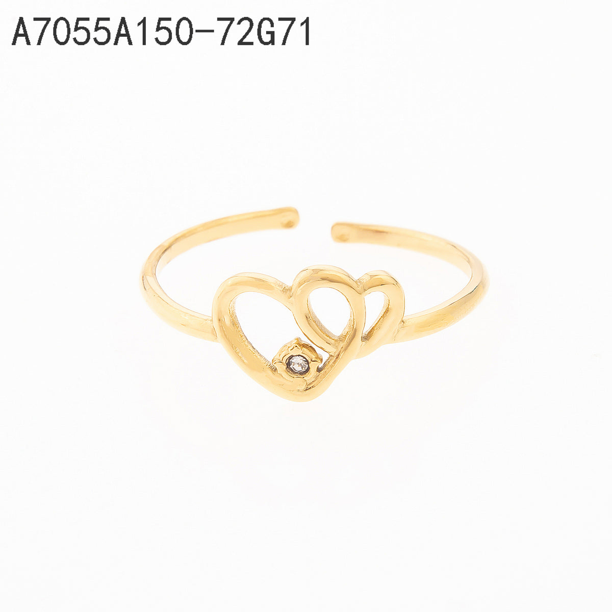 Anillo Zirconia blanca Dorado Corazón