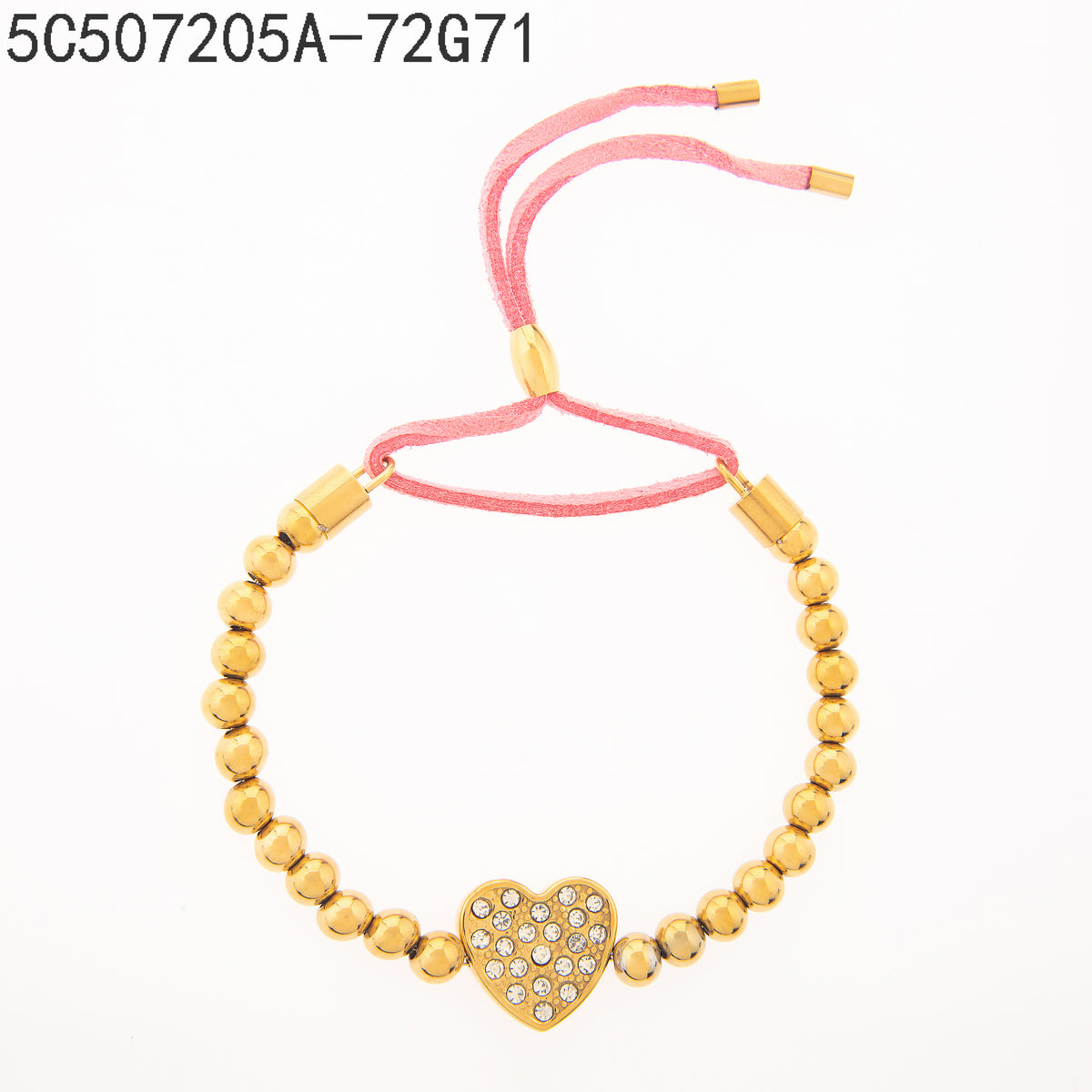 Pulsera Zirconia blanca Dorado Corazón