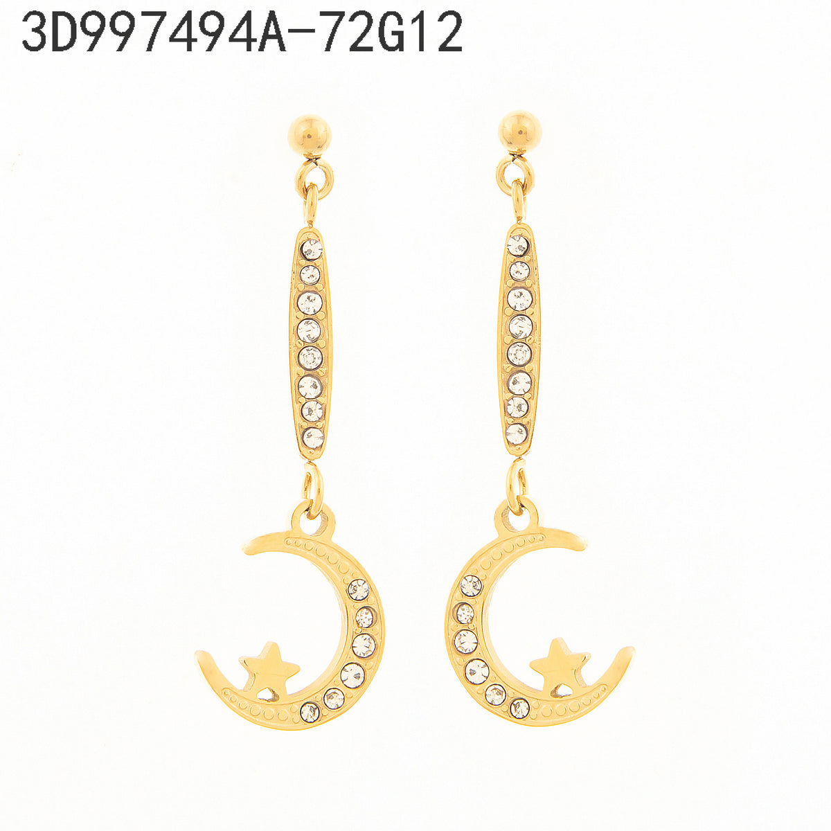 Pendientes Zirconia blanca Dorado Cuerpos celestes