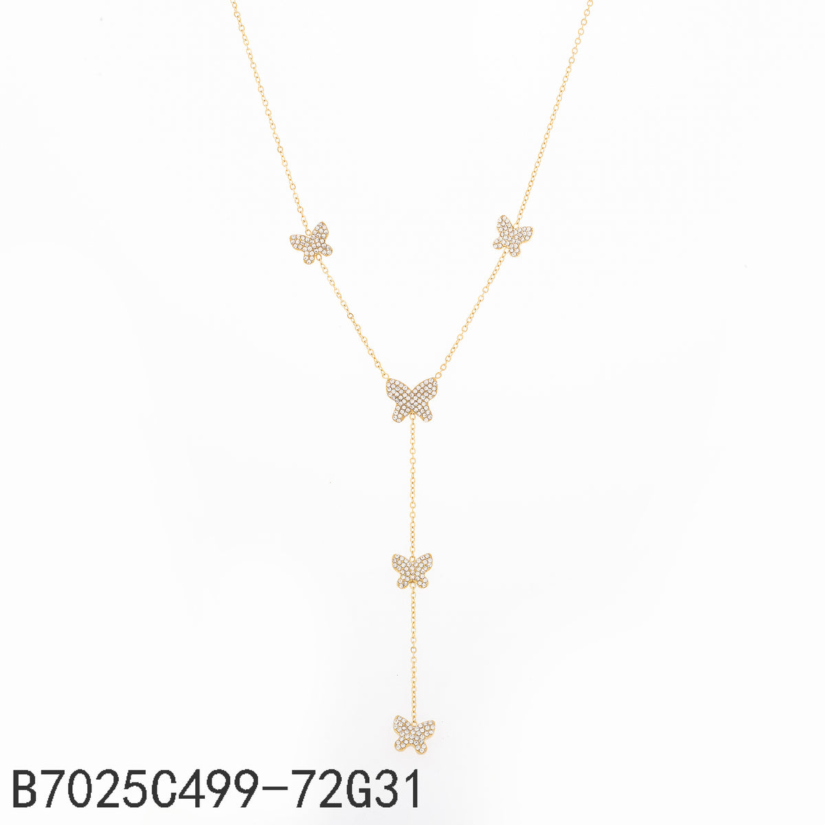Collar Zirconia blanca Dorado Mariposa