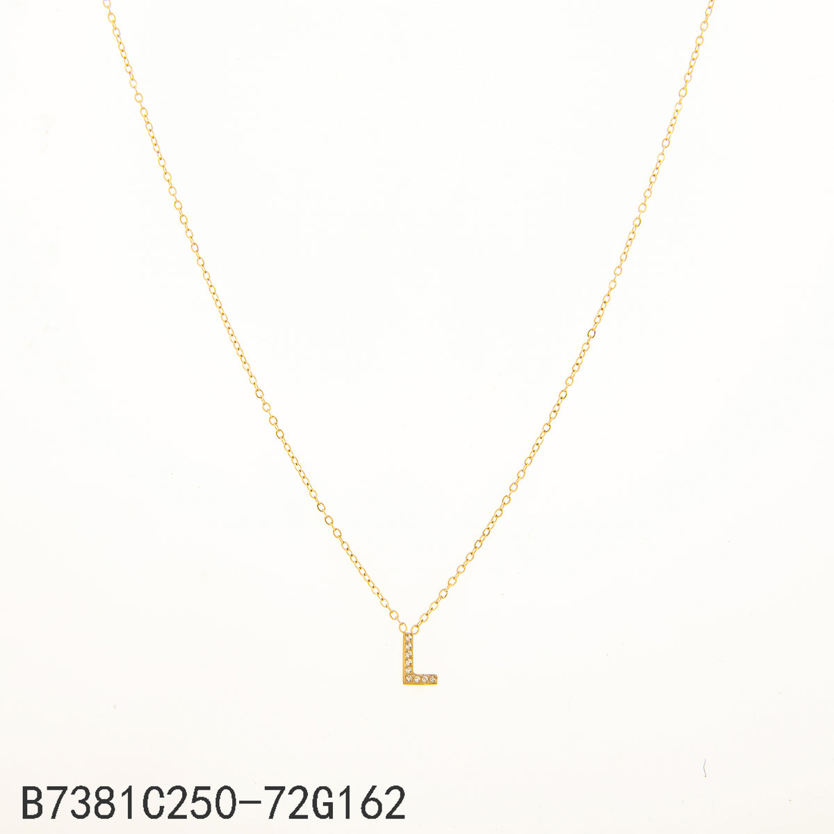 Collar Zirconia blanca Dorado Letra L