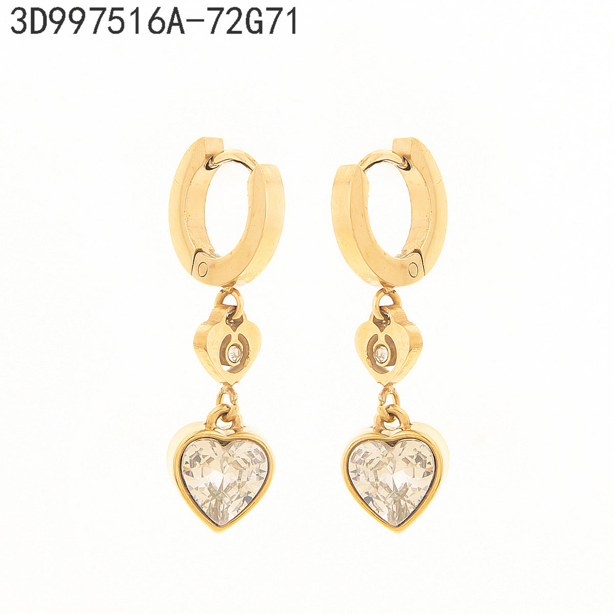 Pendientes Zirconia blanca Dorado Corazón