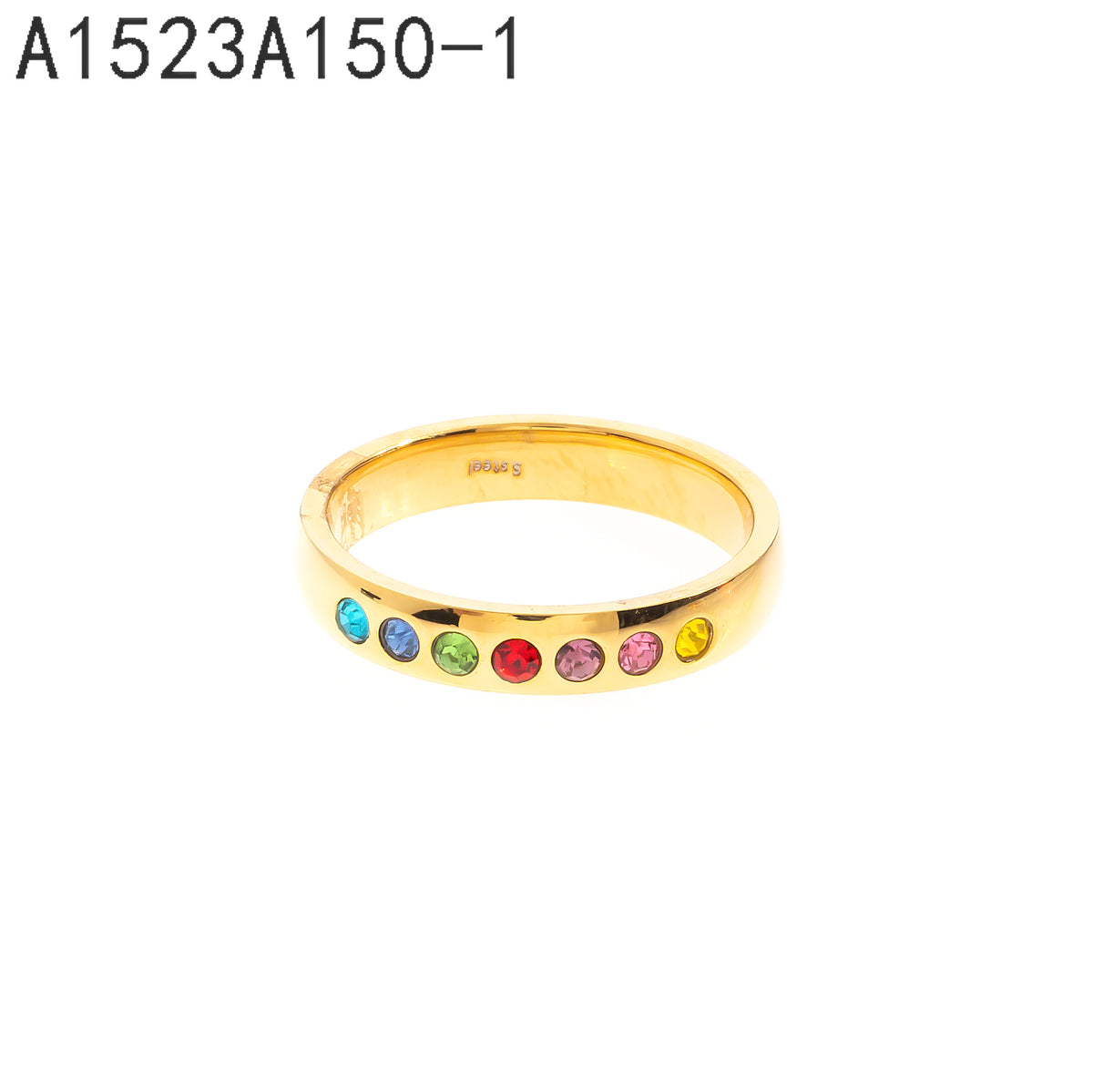 Anillo Zirconia Multicolor Dorado