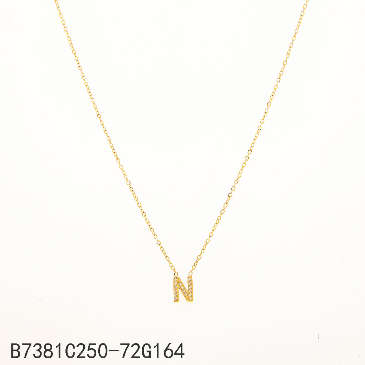 Collar Zirconia blanca Dorado Letra N