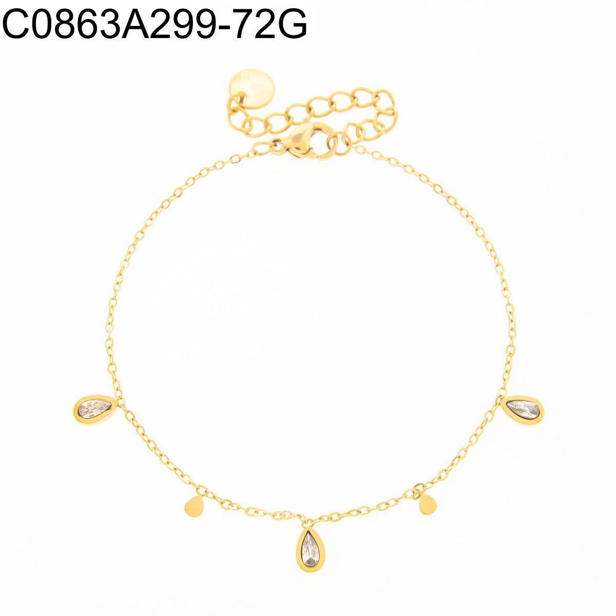 Pulsera Zirconia blanca Dorado