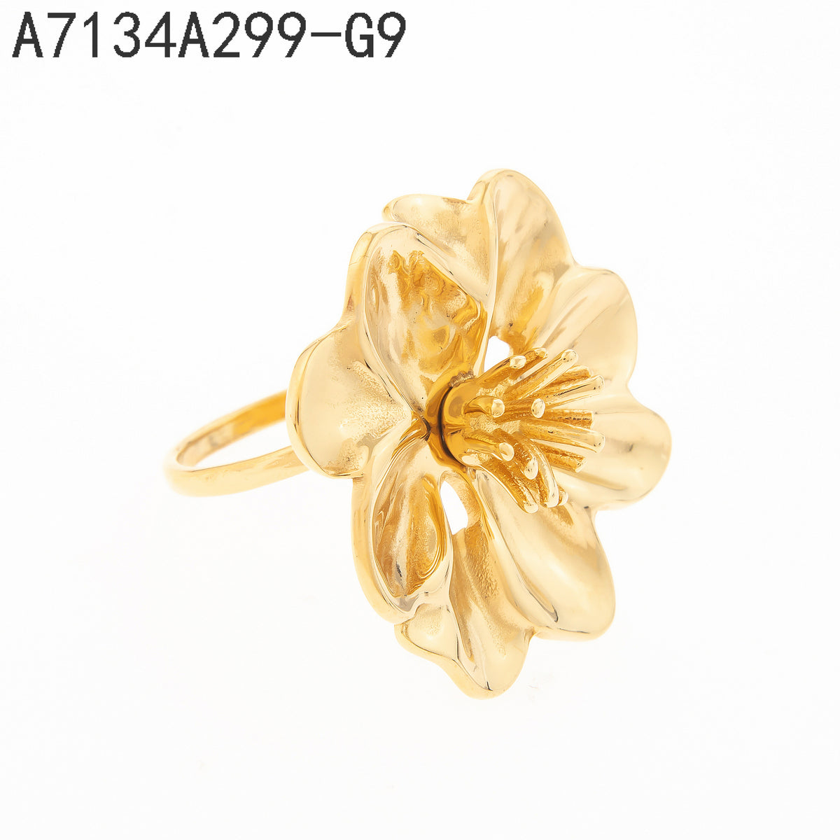 Anillo  Dorado Flores y plantas