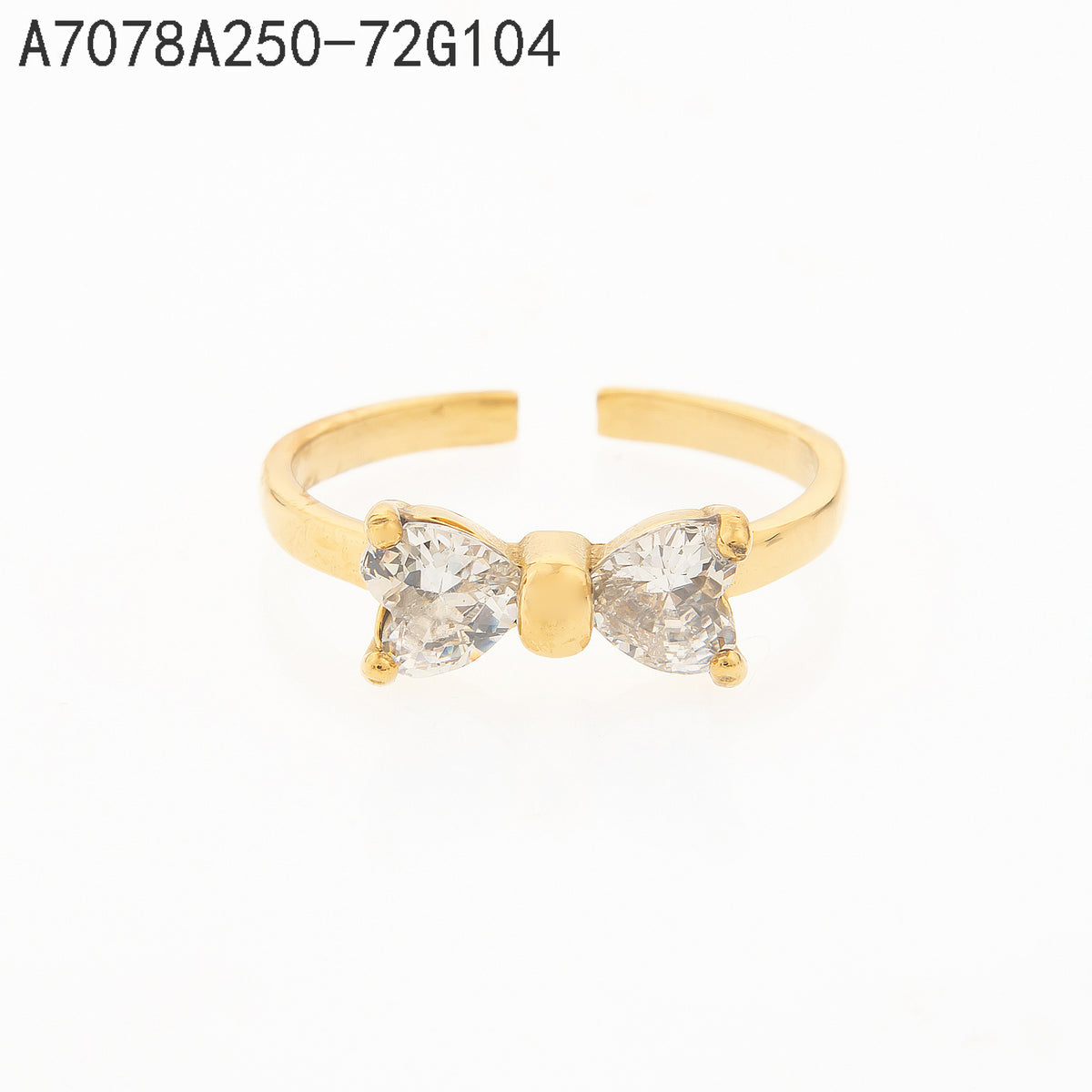 Anillo Zirconia blanca Dorado Cinta de mariposa