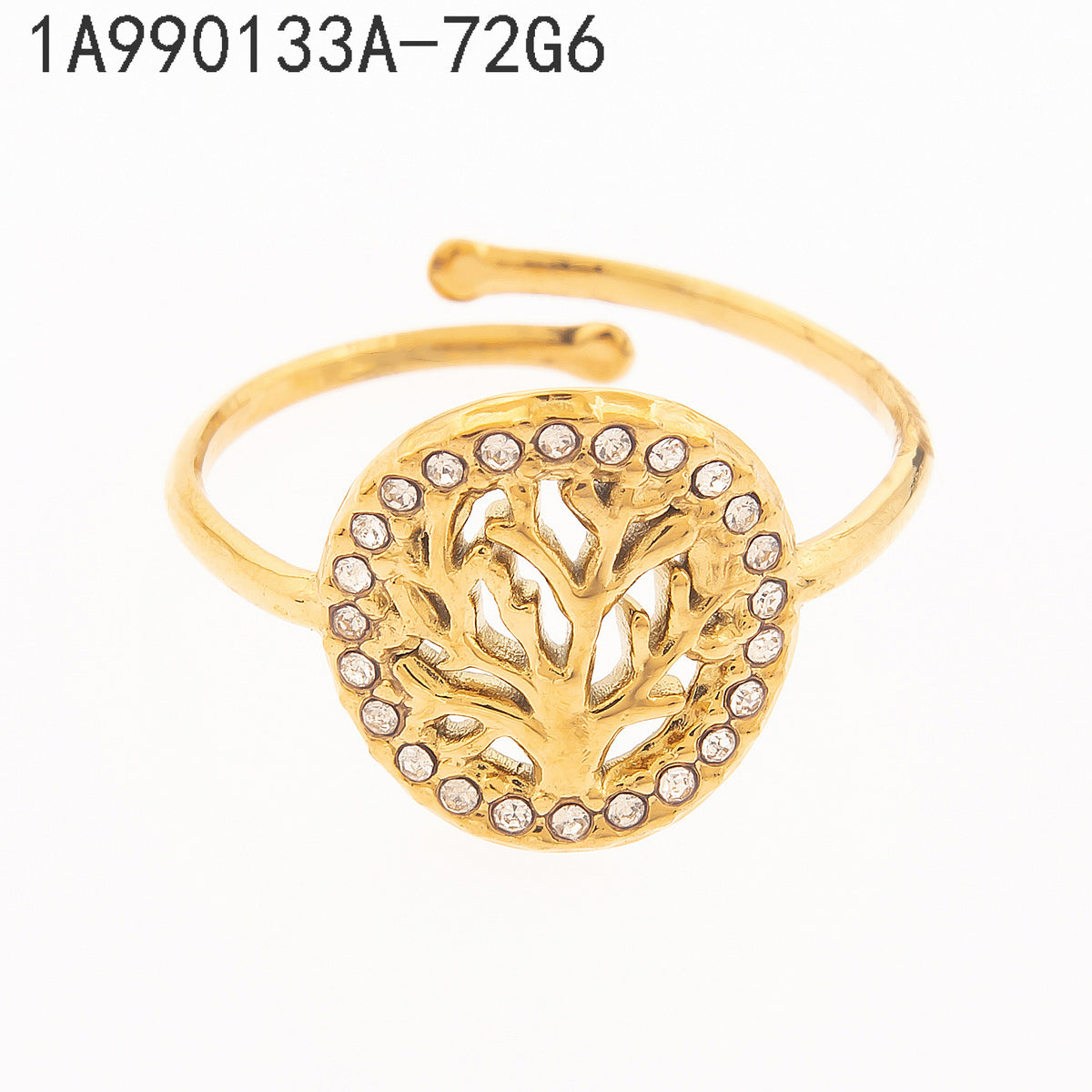 Anillo Zirconia blanca Dorado Árbol
