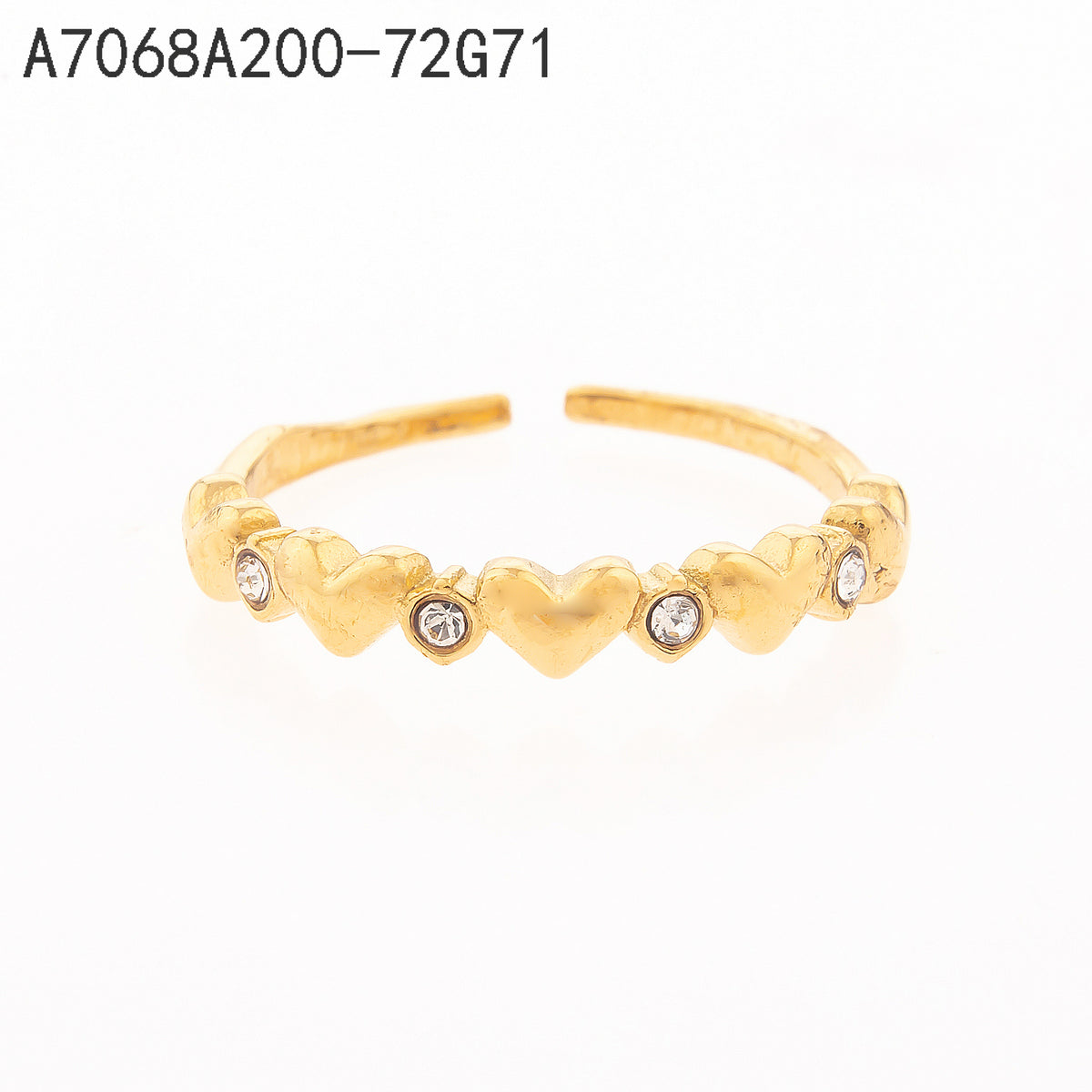 Anillo Zirconia blanca Dorado Corazón