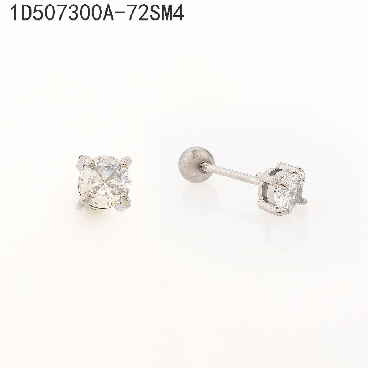 Pendientes Zirconia blanca Plateado  4 Milimetros