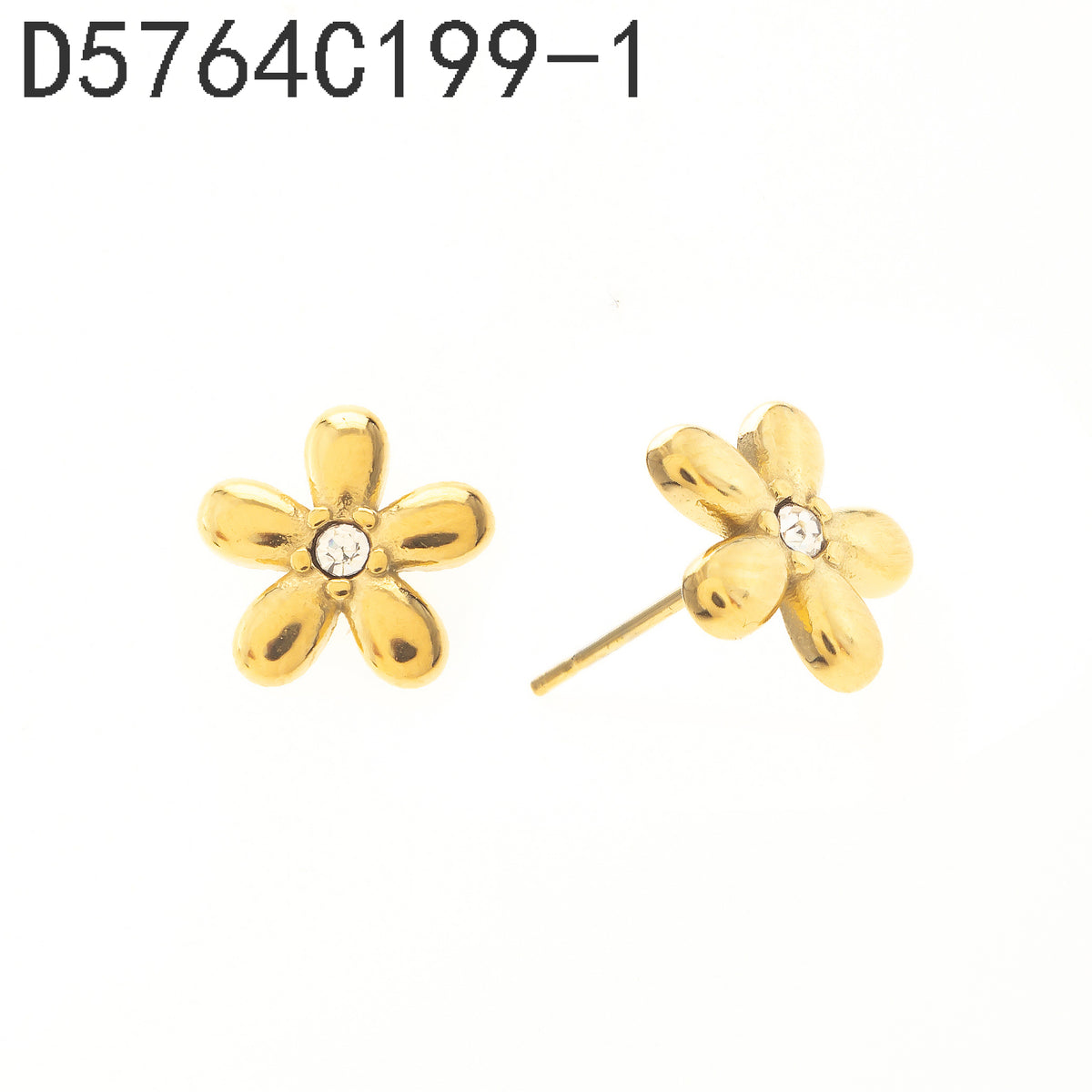 Pendientes Zirconia blanca Dorado Flores y plantas