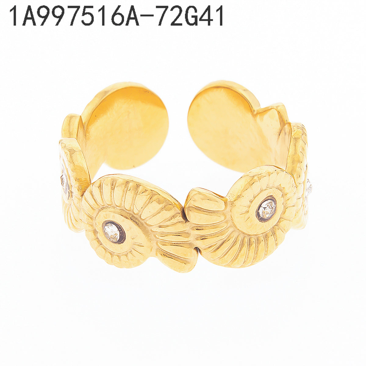 Anillo Zirconia blanca Dorado Caracol