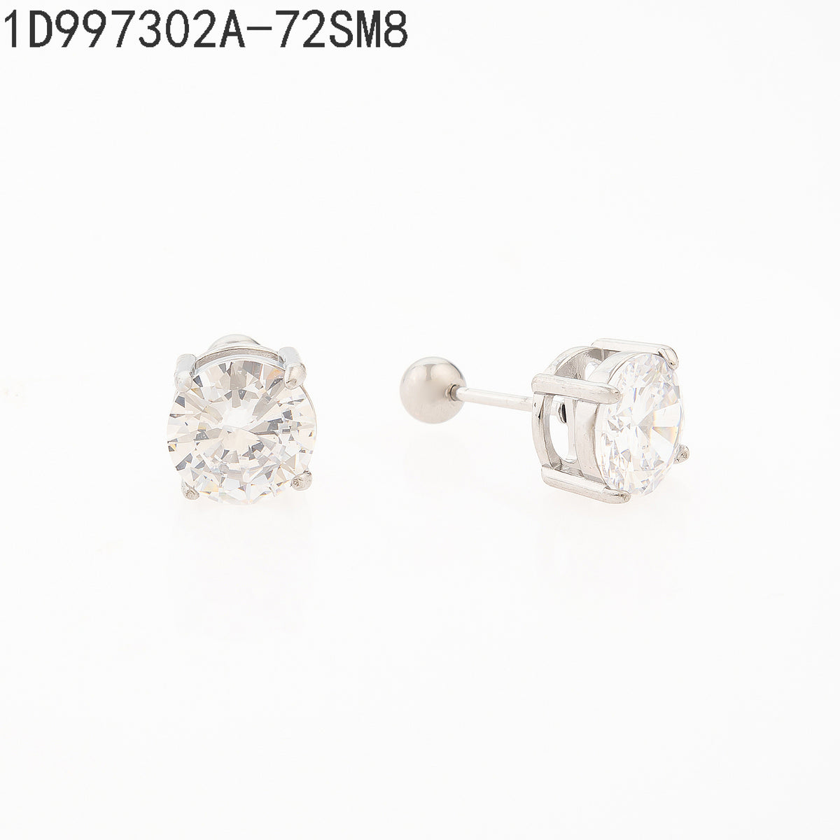 Pendientes Zirconia blanca Plateado  8 Milimetros