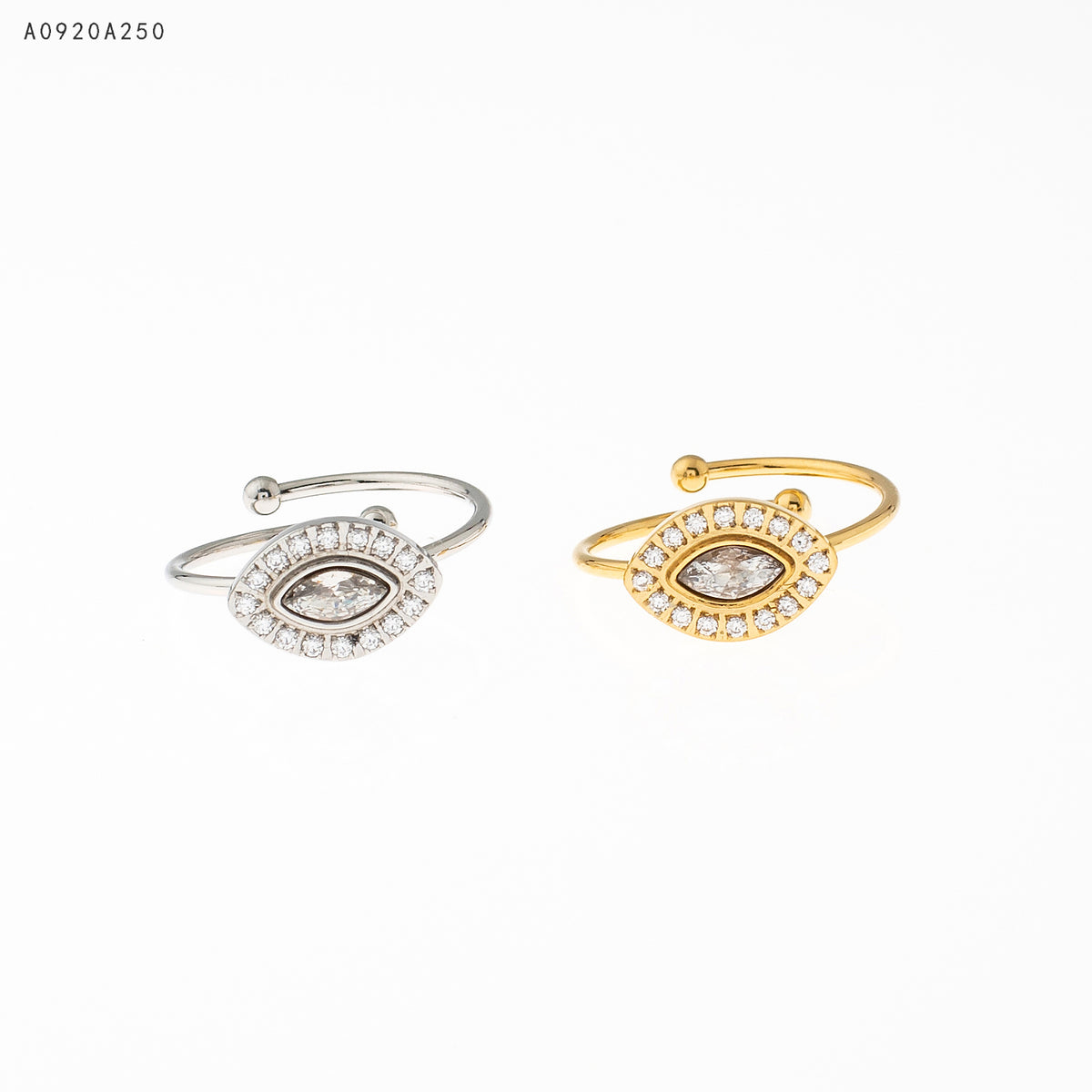 Anillo Zirconia blanca Dorado Ojo