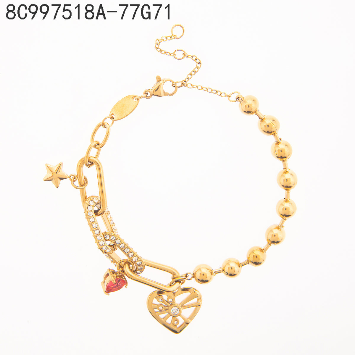 Pulsera Multicolor Dorado Corazón