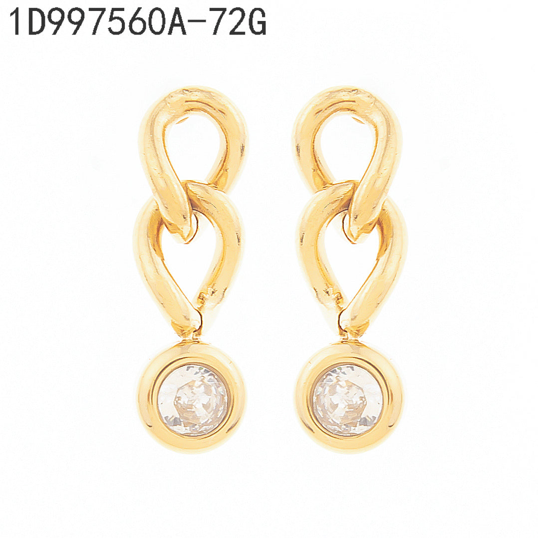 Pendientes Zirconia blanca Dorado