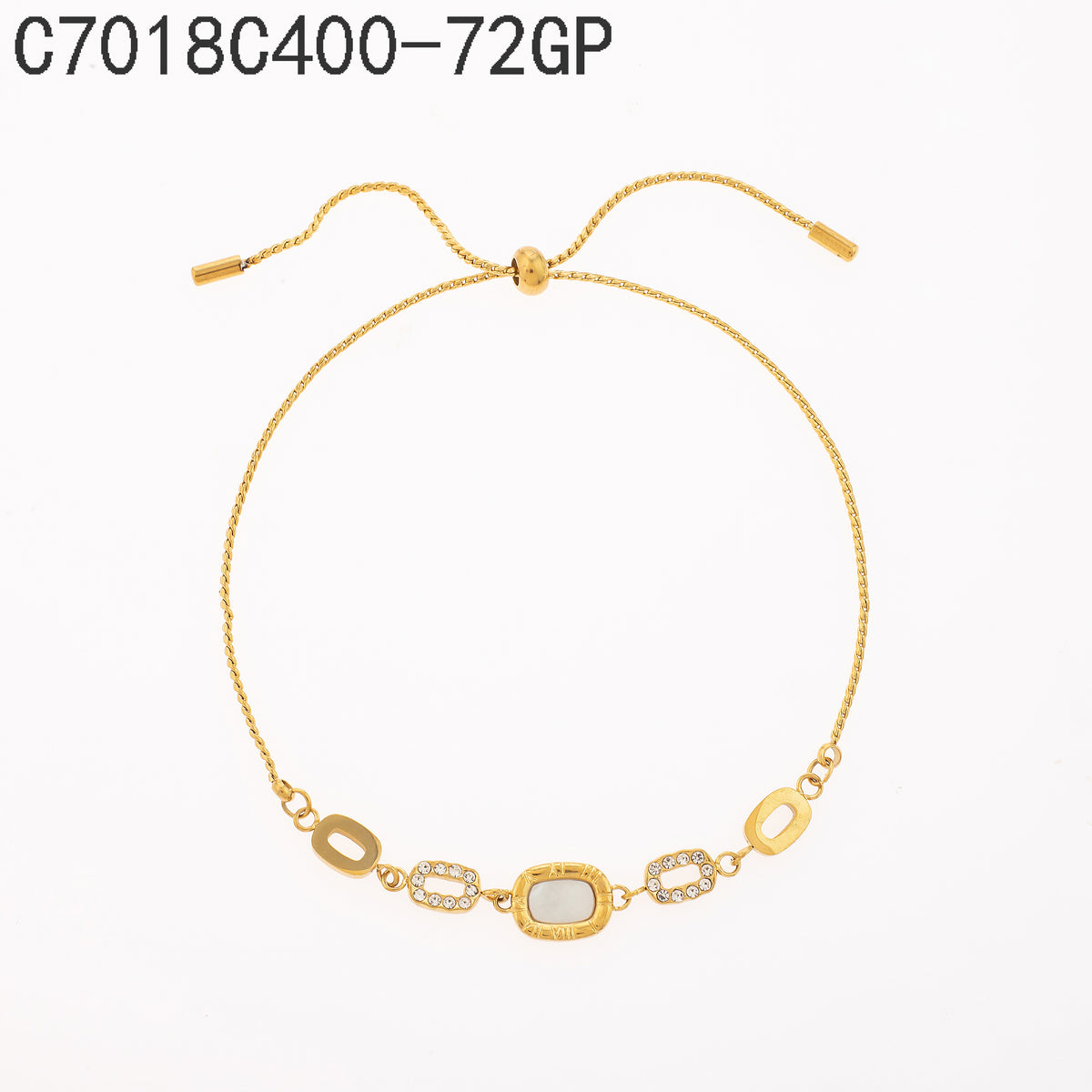 Pulsera Zirconia blanca Dorado con Perla
