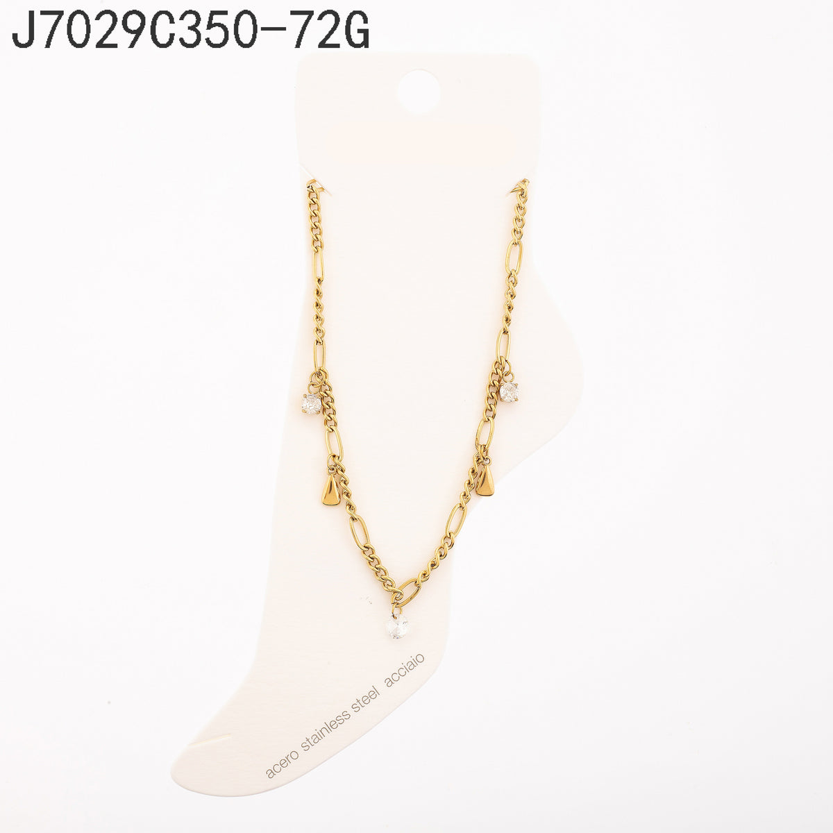 Tobillera Zirconia blanca Dorado