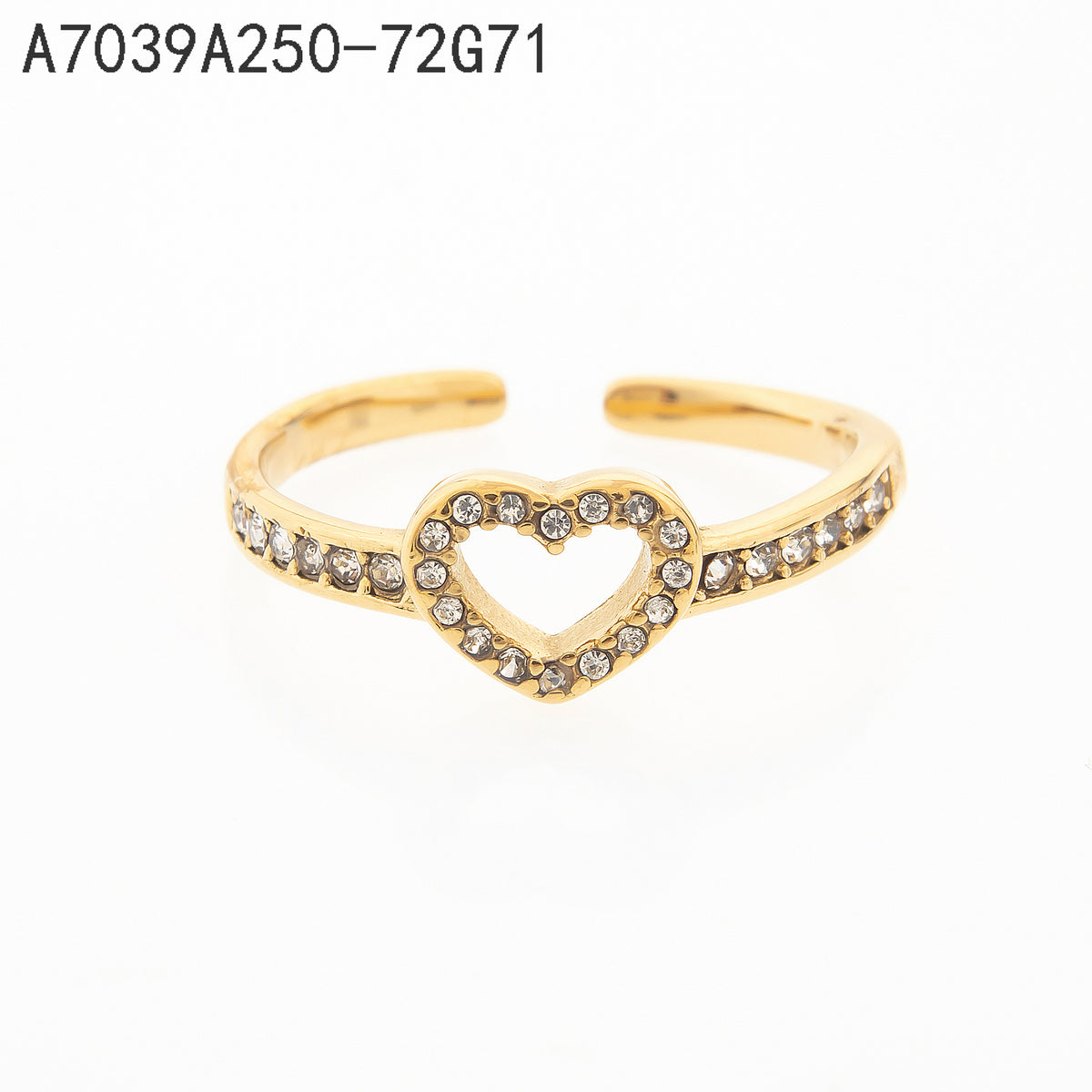 Anillo Zirconia blanca Dorado Corazón