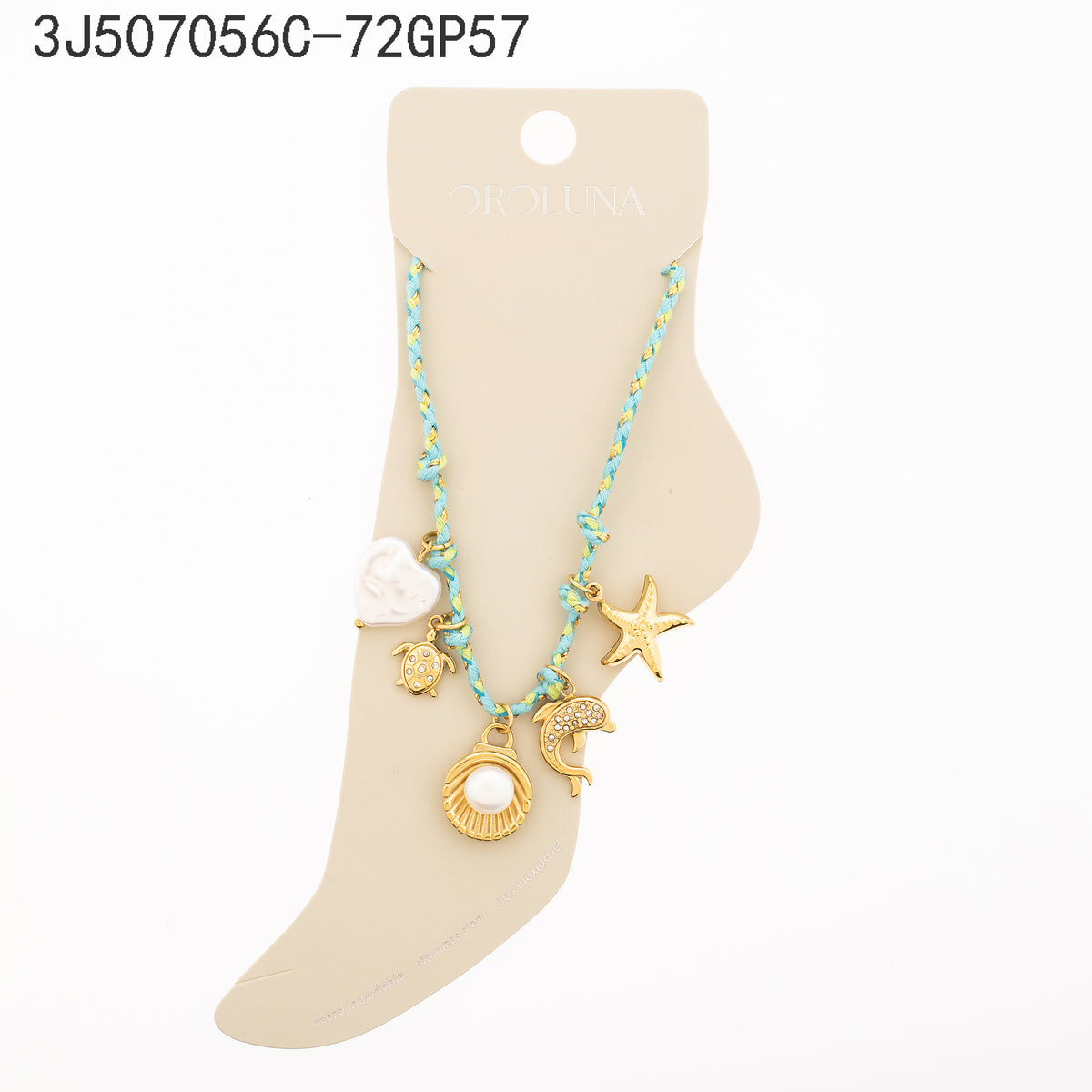 Tobillera Zirconia blanca Dorado con Perla Elementos del mar