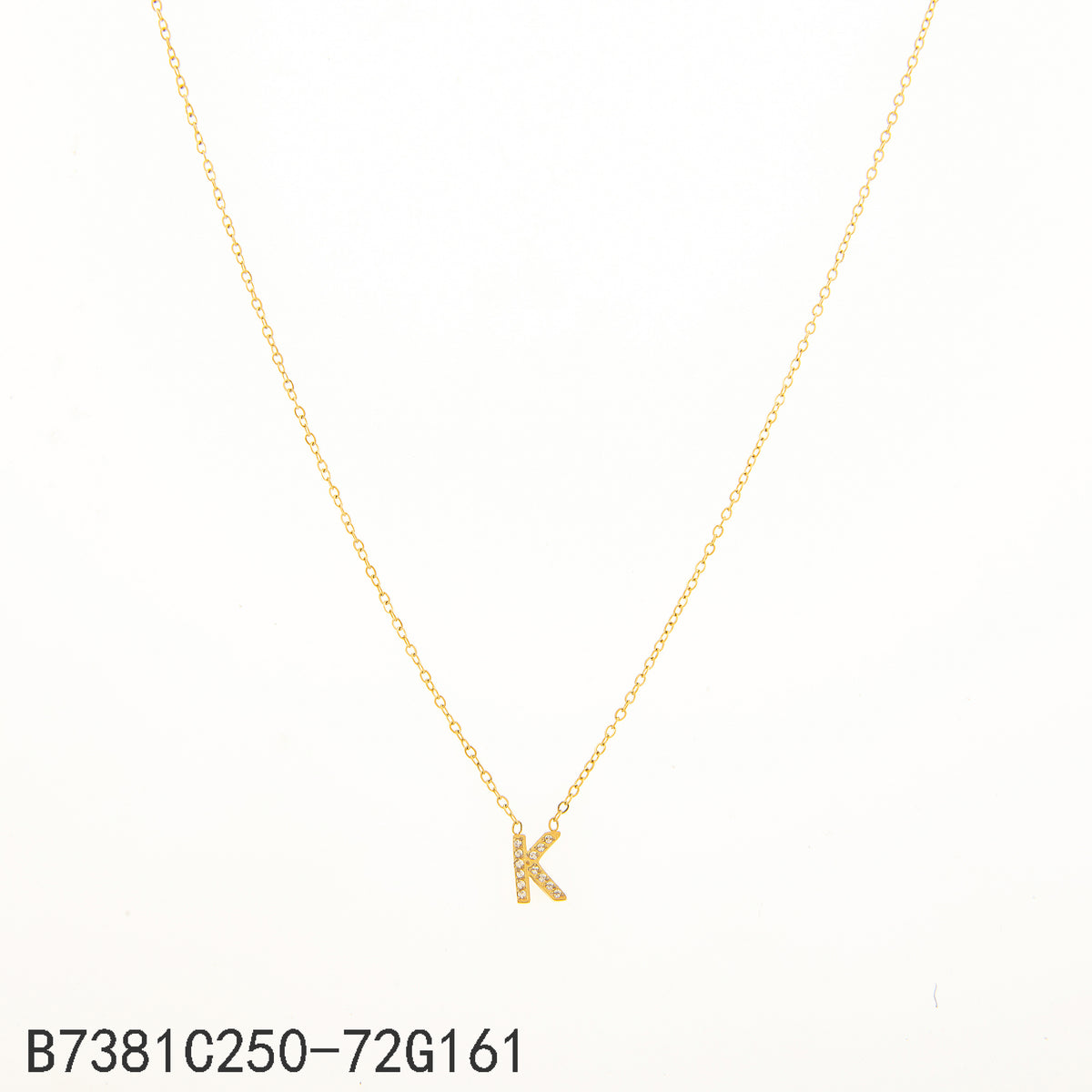 Collar Zirconia blanca Dorado Letra K
