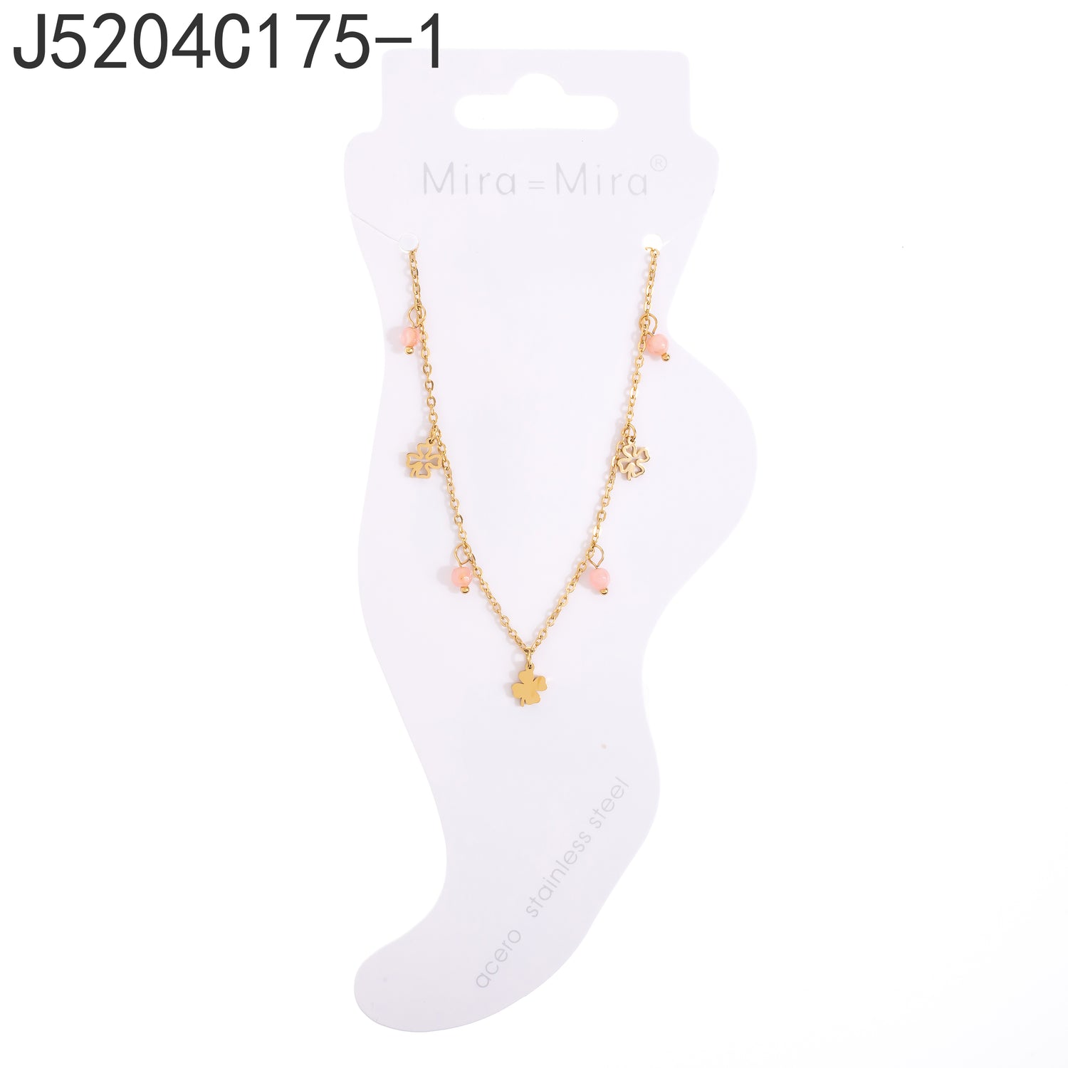 Tobillera de piedra rosa (bañada en oro)