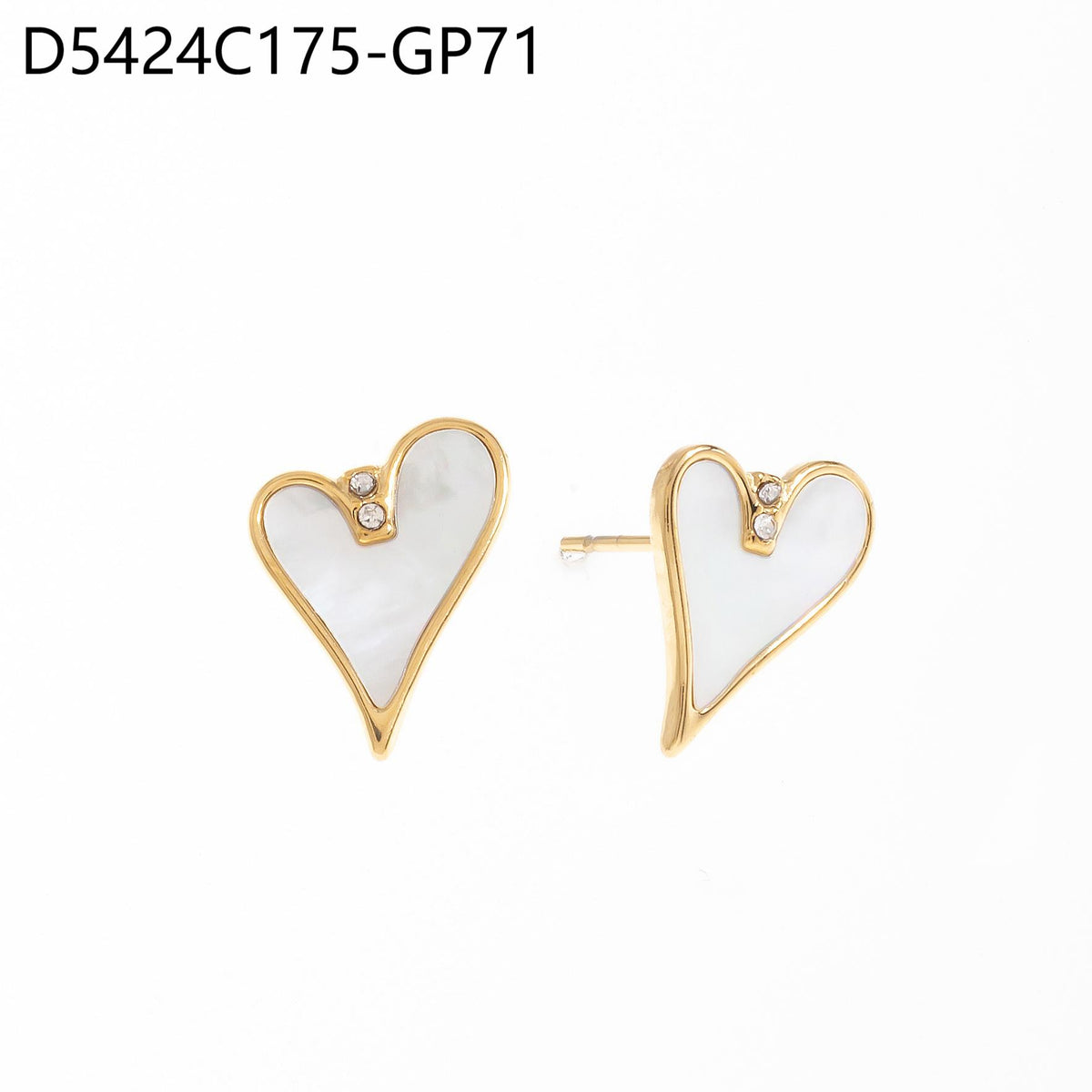 Pendientes  Dorado con Perla Corazón